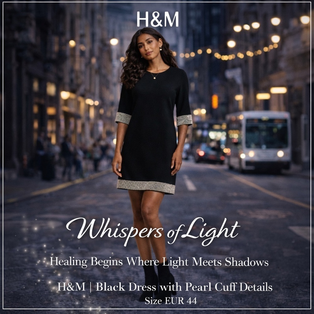 Black Dress with Pearl Cuff Details